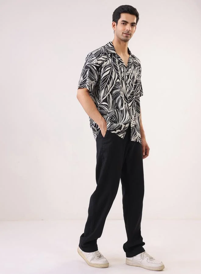 ترولوم قميص رايون مطبع بقصة واسعة للرجال